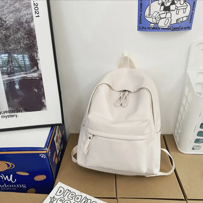 PU Leather Zip Backpack Bag - JINJASTYLE