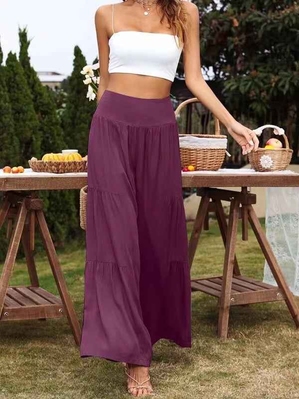 Summer Leisure Wide Leg Cotton and Hemp Explosion High Waist Loose Pants Women's Pants