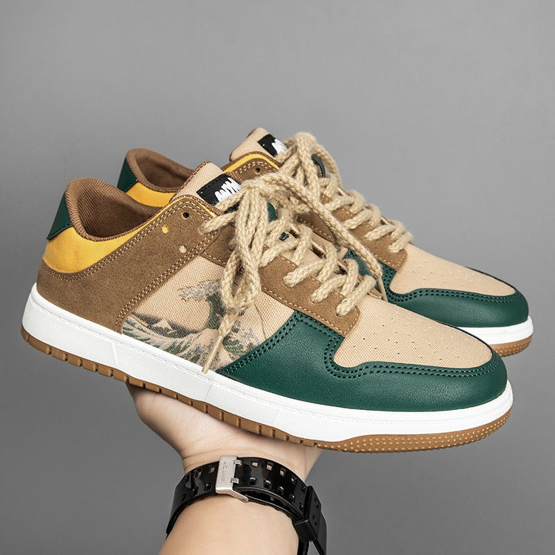 Scarpe da uomo ukiyo-e: nuove scarpe casual sportivo in stile retro con stampa a patchwork - JINJASTYLE
