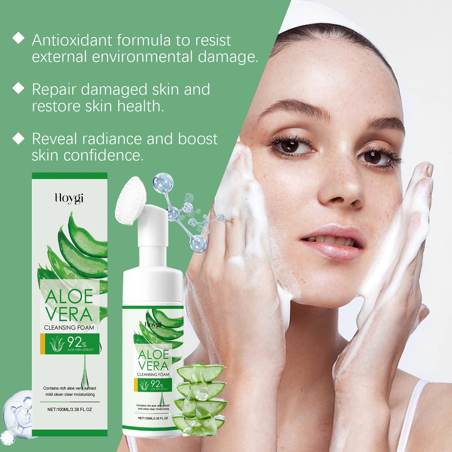 Aloe Vera Cleansing Foam Face Gently Cleanses Skin And Pores, Hydrates And Controls Oil, Moisturizes And Is Not Tight - JINJASTYLE