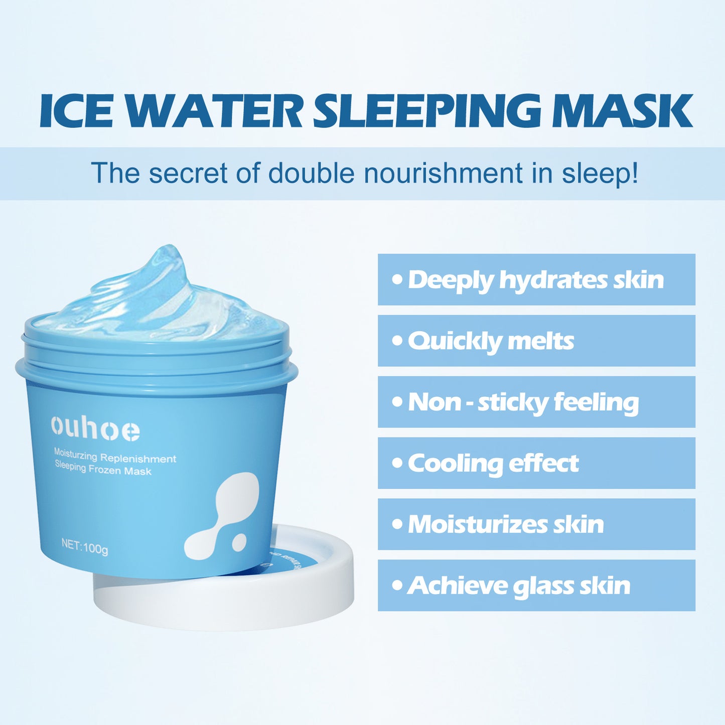 Hydrating And Moisturizing Sleep Frozen Mask, Shrink Pores Brightens Skin, Refreshes And Moisturizes Spread Mask - JINJASTYLE