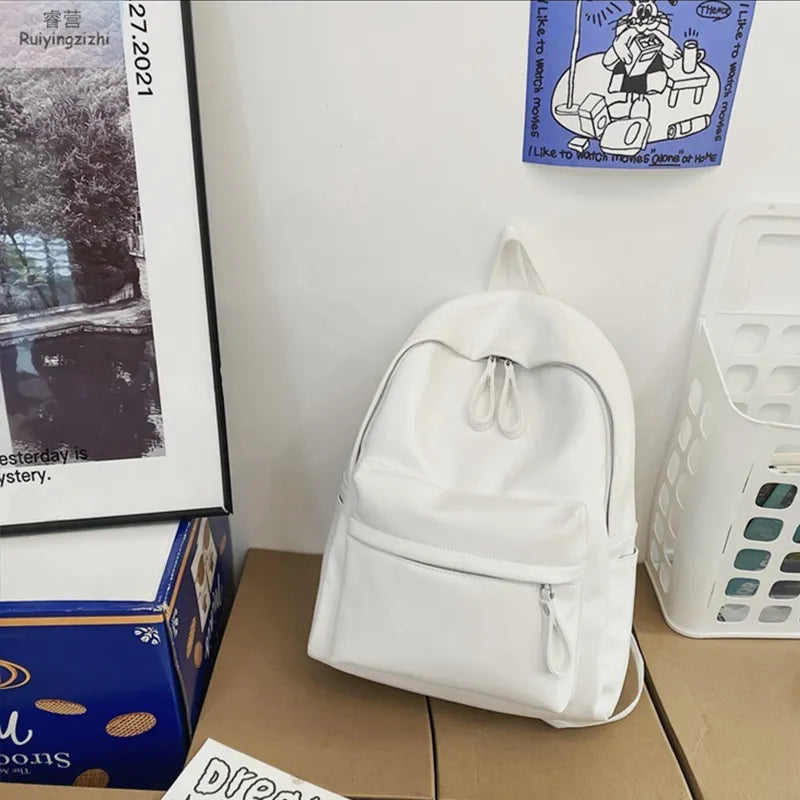 PU Leather Zip Backpack Bag - JINJASTYLE