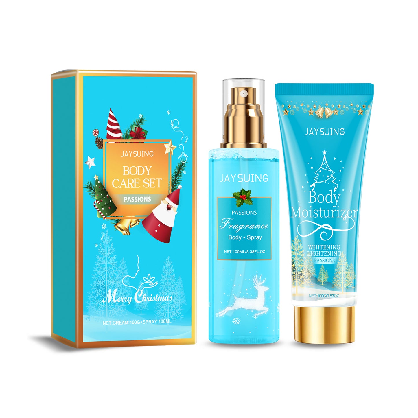 Set di Cura del Corpo Natalizio: Spray Deodorante e Lozione Corpo per una Fragranza Festiva Duratura - JINJASTYLE
