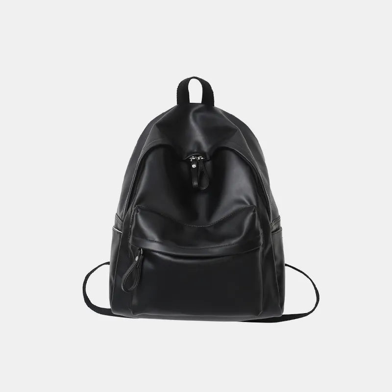PU Leather Zip Backpack Bag - JINJASTYLE