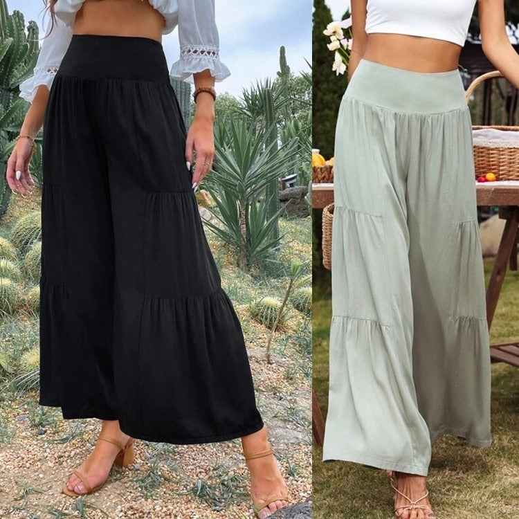 Summer Leisure Wide Leg Cotton and Hemp Explosion High Waist Loose Pants Women's Pants
