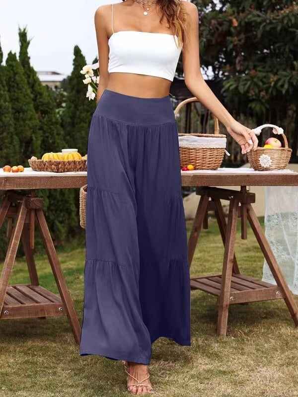 Summer Leisure Wide Leg Cotton and Hemp Explosion High Waist Loose Pants Women's Pants