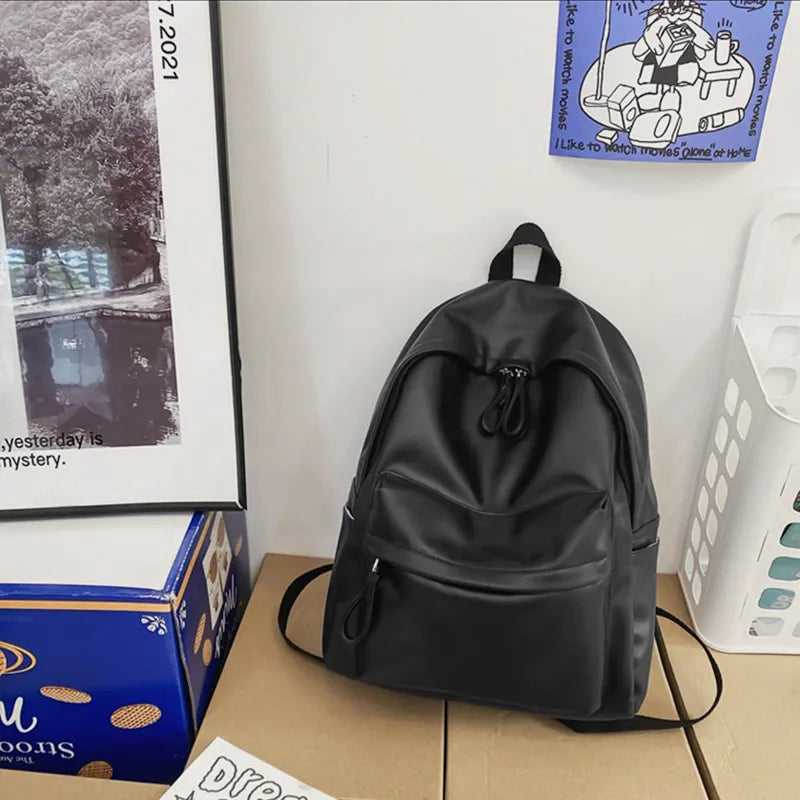 PU Leather Zip Backpack Bag - JINJASTYLE