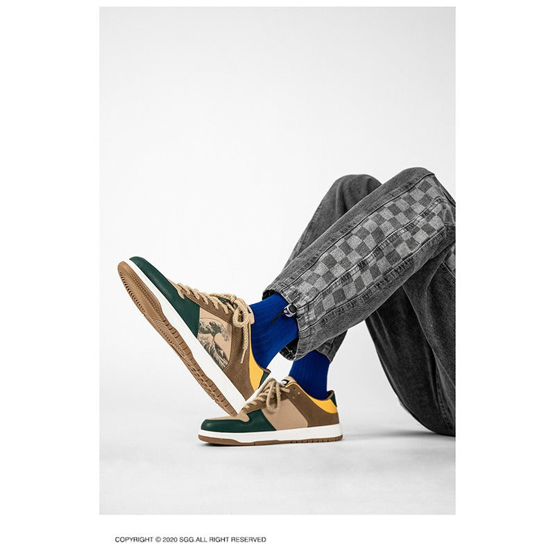 Scarpe da uomo ukiyo-e: nuove scarpe casual sportivo in stile retro con stampa a patchwork - JINJASTYLE