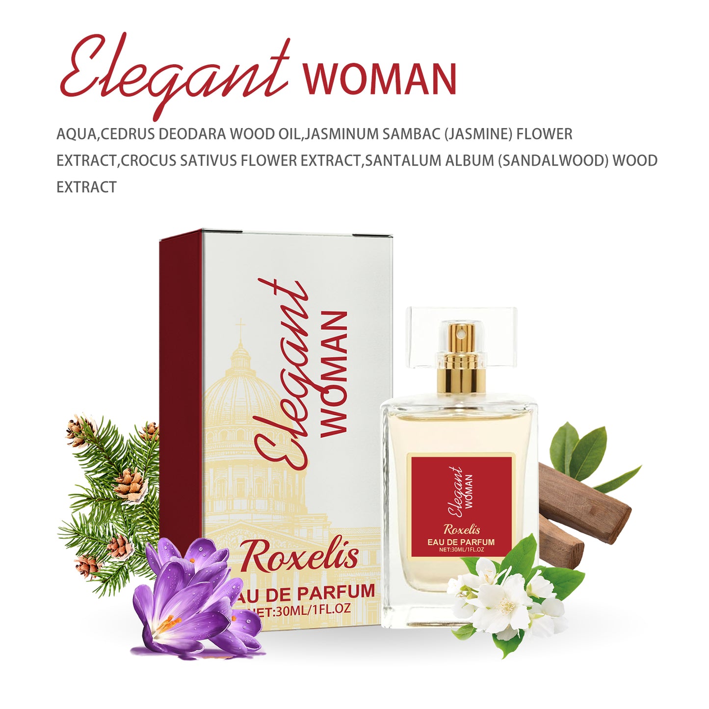 Elegant Woman Eau De Parfum, Natural Fresh Niche Light Elegant Flower Fruit Fragrance Wrist Behind Ear Lasting Fragrance Dating Atmosphere Perfume - JINJASTYLE