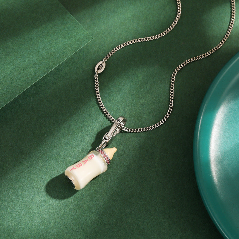 Collana pendente bottiglia acrilica con stampa lettere raffinata - JINJASTYLE