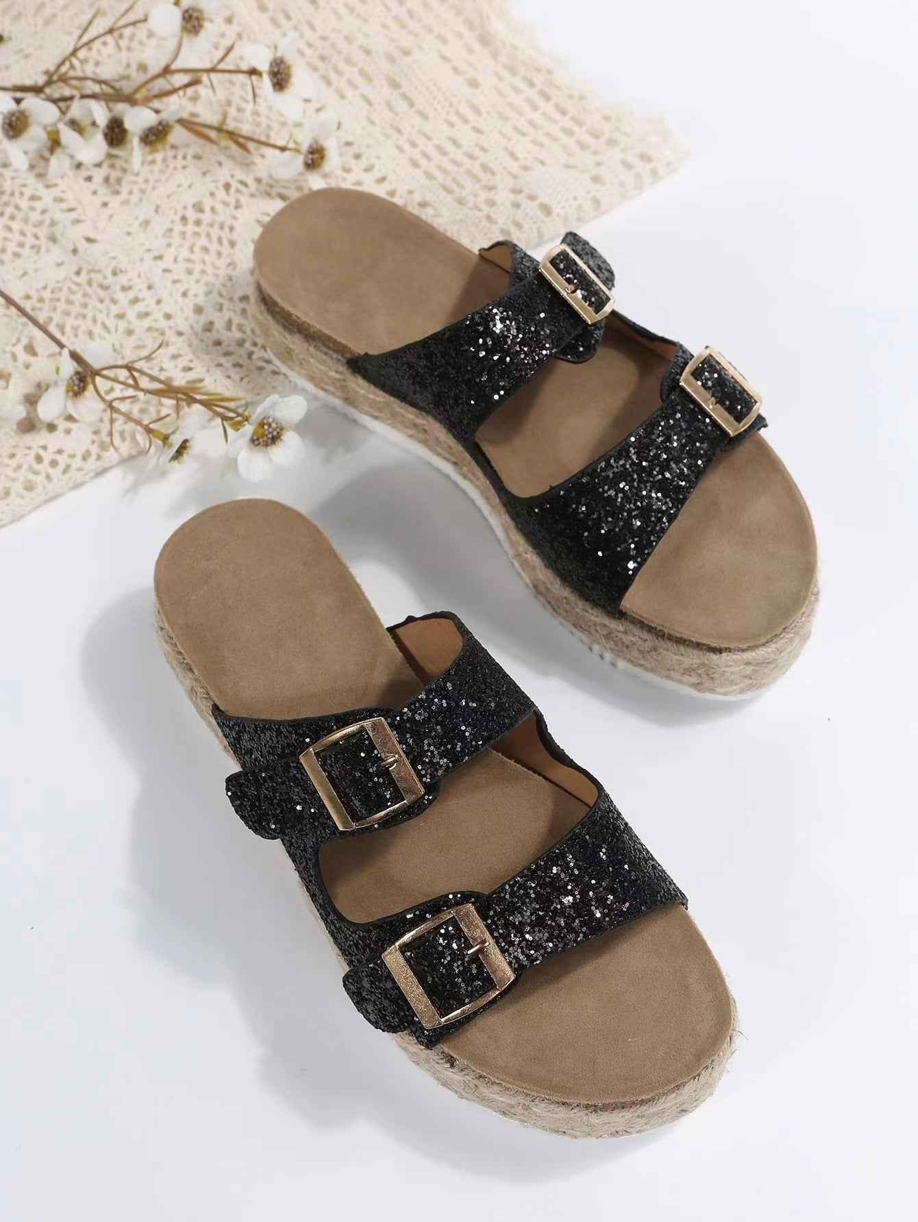 Women's slippers for outdoor wear in summer, forest-style retro thick-soled hemp rope lazy casual sandals
