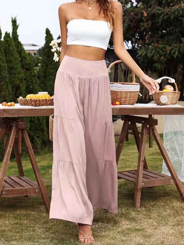 Summer Leisure Wide Leg Cotton and Hemp Explosion High Waist Loose Pants Women's Pants