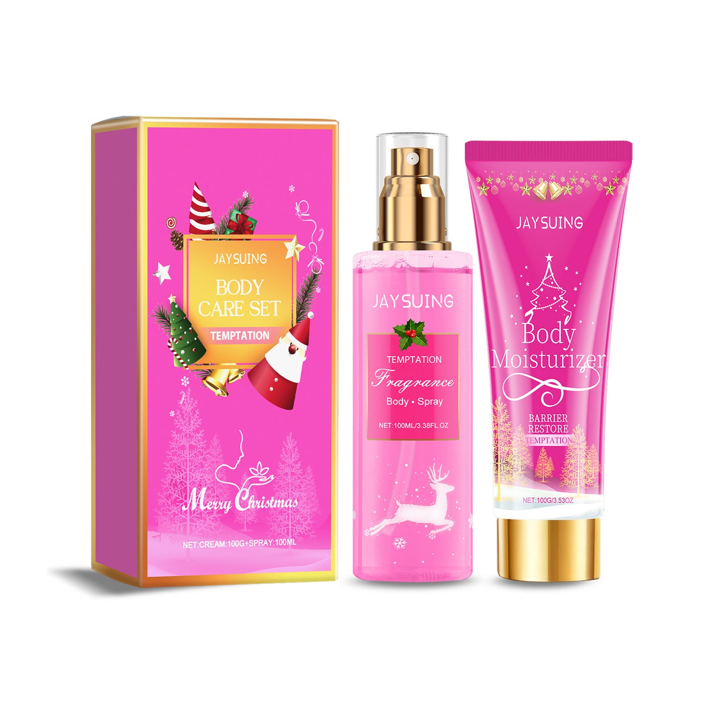 Set di Cura del Corpo Natalizio: Spray Deodorante e Lozione Corpo per una Fragranza Festiva Duratura - JINJASTYLE