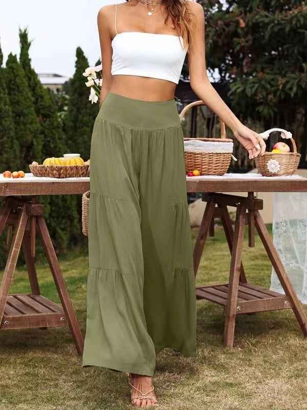 Summer Leisure Wide Leg Cotton and Hemp Explosion High Waist Loose Pants Women's Pants