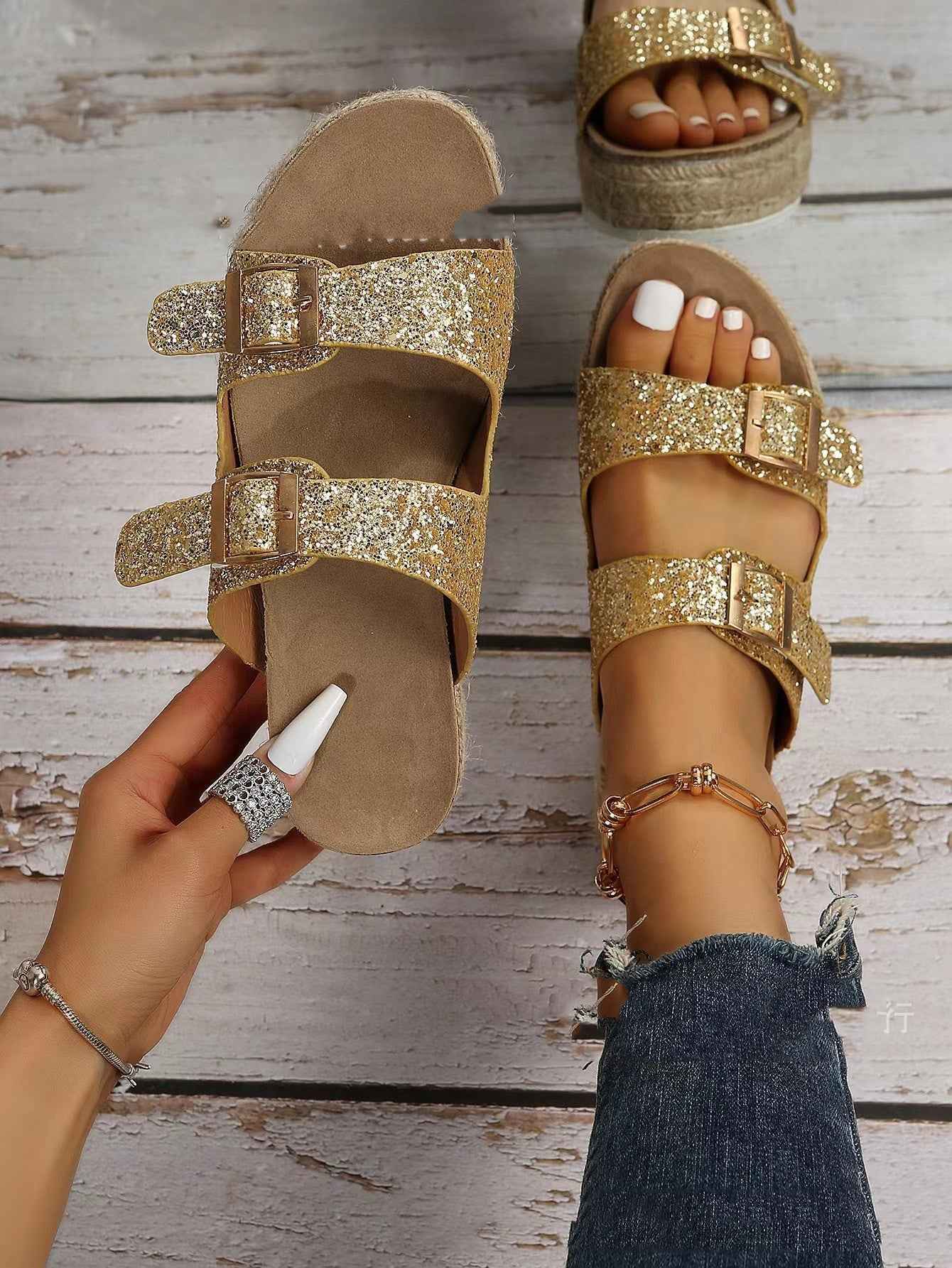 Women's slippers for outdoor wear in summer, forest-style retro thick-soled hemp rope lazy casual sandals