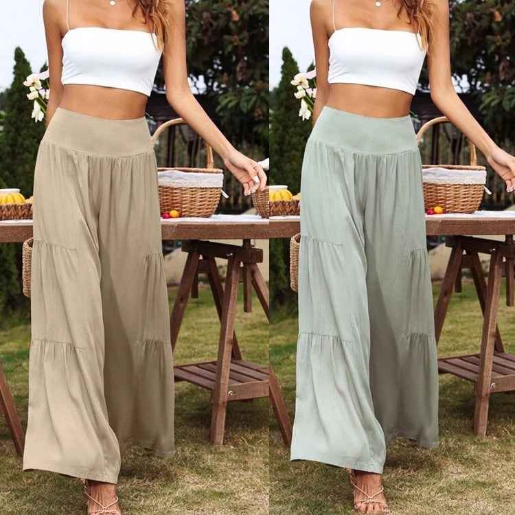 Summer Leisure Wide Leg Cotton and Hemp Explosion High Waist Loose Pants Women's Pants