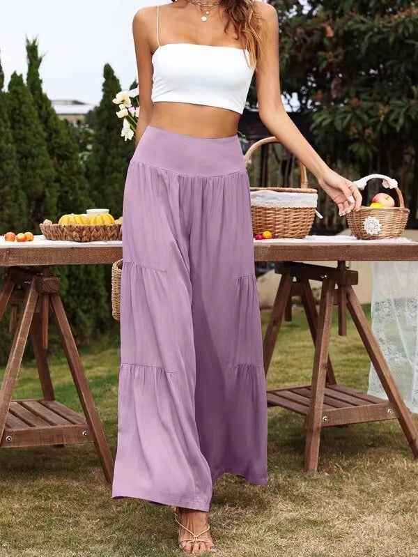 Summer Leisure Wide Leg Cotton and Hemp Explosion High Waist Loose Pants Women's Pants