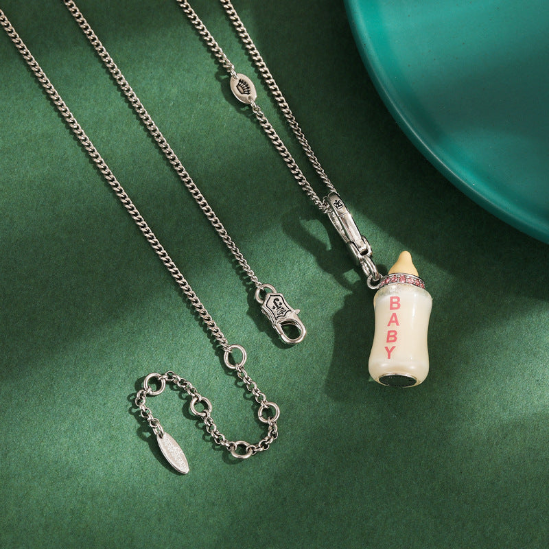 Collana pendente bottiglia acrilica con stampa lettere raffinata - JINJASTYLE