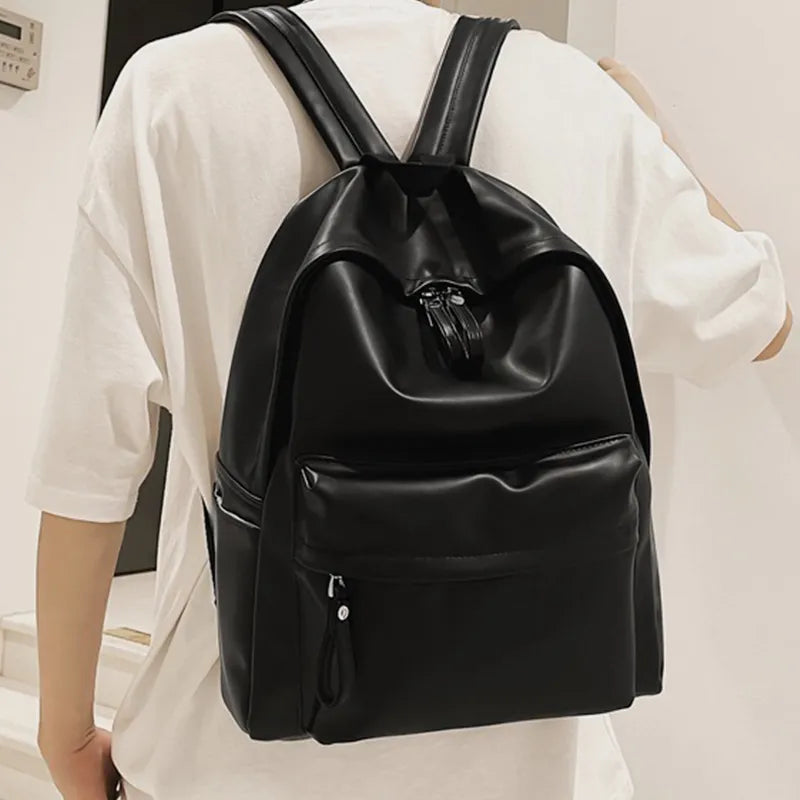 PU Leather Zip Backpack Bag - JINJASTYLE