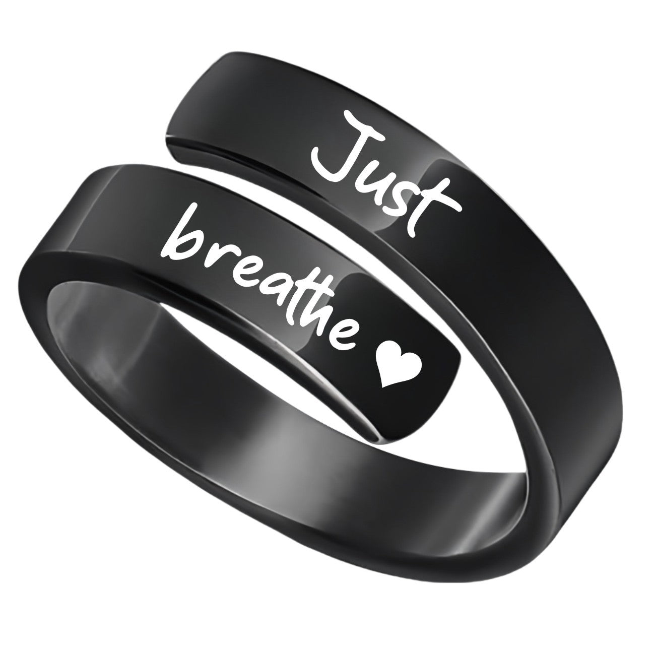 Anello in acciaio inox con incisione "Just Breathe" e fiore di loto per donne e uomini - JINJASTYLE