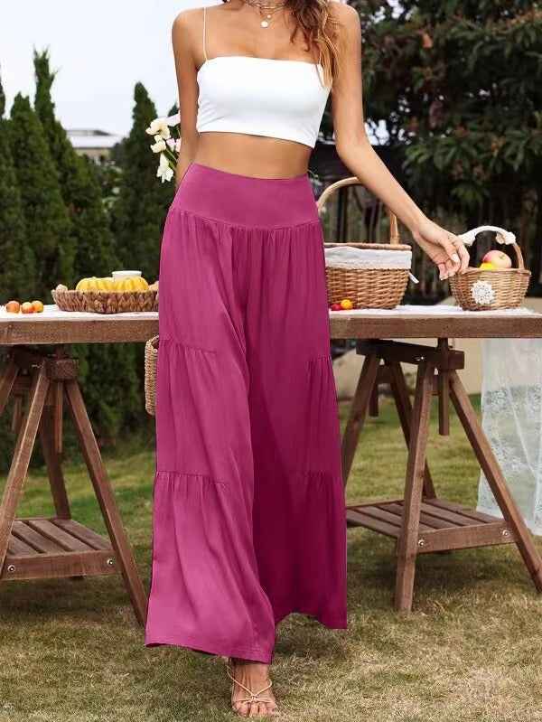 Summer Leisure Wide Leg Cotton and Hemp Explosion High Waist Loose Pants Women's Pants