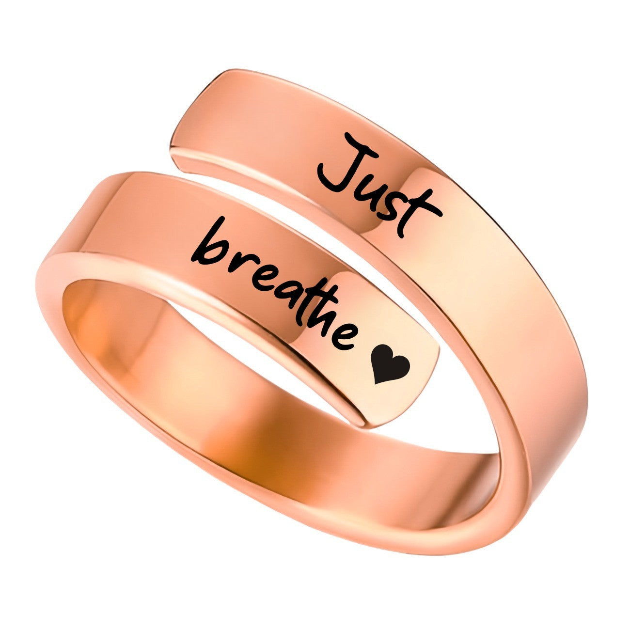 Anello in acciaio inox con incisione "Just Breathe" e fiore di loto per donne e uomini - JINJASTYLE
