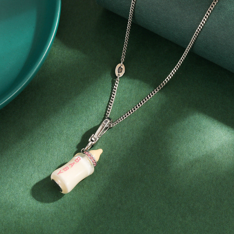Collana pendente bottiglia acrilica con stampa lettere raffinata - JINJASTYLE