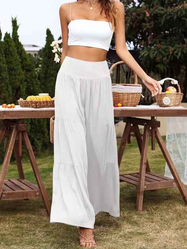 Summer Leisure Wide Leg Cotton and Hemp Explosion High Waist Loose Pants Women's Pants