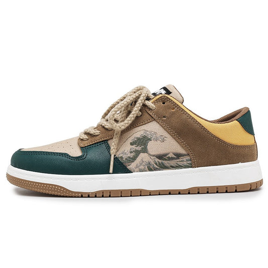 Scarpe da uomo ukiyo-e: nuove scarpe casual sportivo in stile retro con stampa a patchwork - JINJASTYLE
