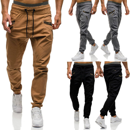 Pantaloni jogger fitness uomo in tinta unita per palestra, pantaloni lunghi casual per workout e sportività - JINJASTYLE