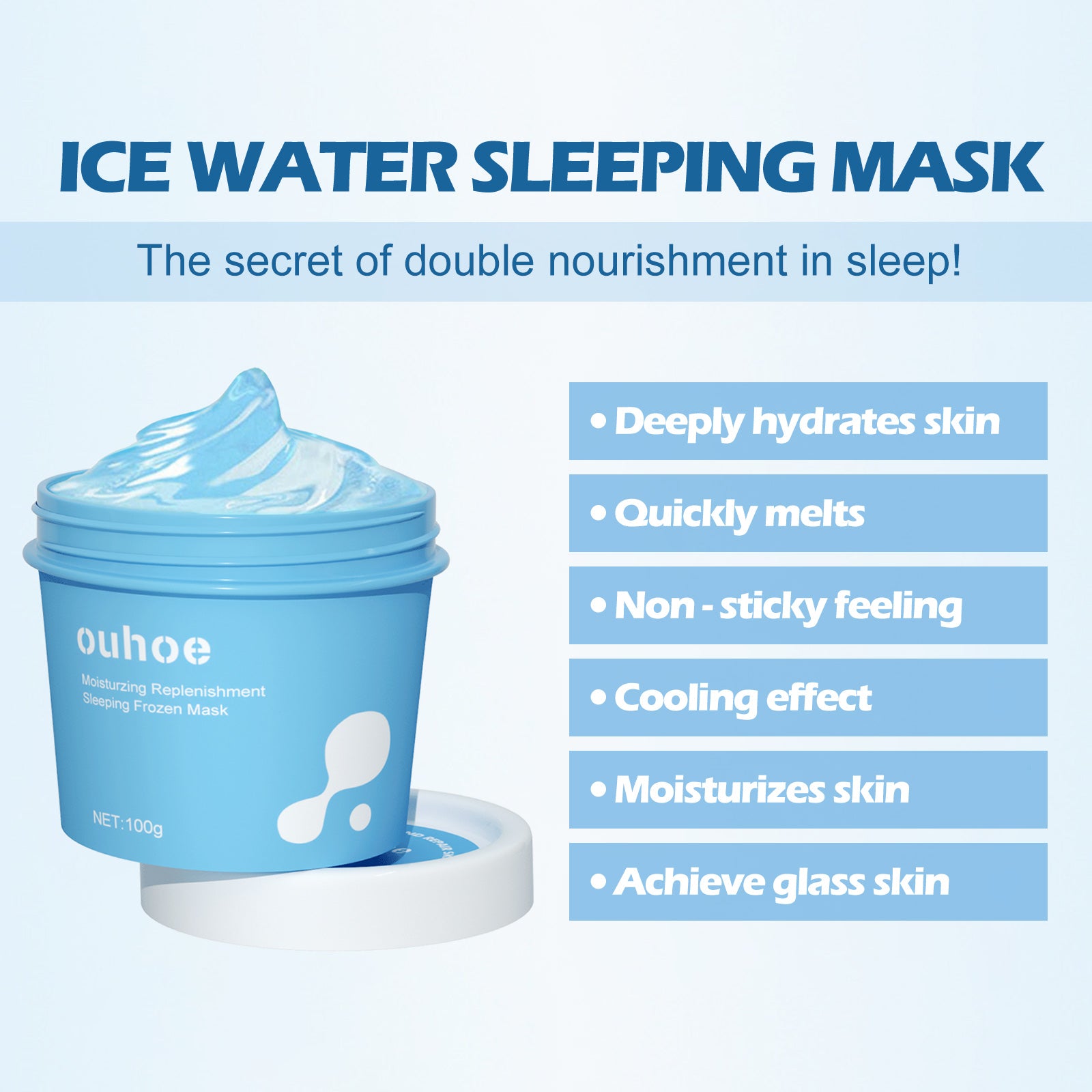 Hydrating And Moisturizing Sleep Frozen Mask, Shrink Pores Brightens Skin, Refreshes And Moisturizes Spread Mask - JINJASTYLE