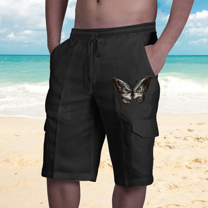 Shorts in Lino Multi Tasche Uomo con Lacci per Tuta da Spiaggia - JINJASTYLE