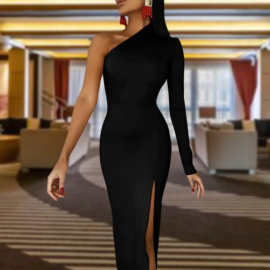 Half Sleeve Slit Dress - JINJASTYLE