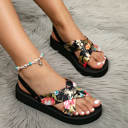 Sandali Estivi Donna Altezza Crescente, Stile Europeo e Americano, Tacco Piatto e Suola Spessa, Moda Nuova, Piccola Dimensione - JINJASTYLE