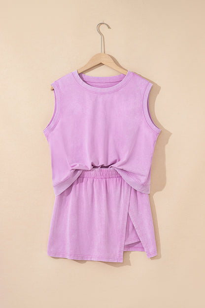 Set gonna foderata in cotone con top in cotone lavato minerale - 2 pezzi - JINJASTYLE