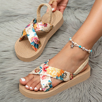 Sandali Estivi Donna Altezza Crescente, Stile Europeo e Americano, Tacco Piatto e Suola Spessa, Moda Nuova, Piccola Dimensione - JINJASTYLE