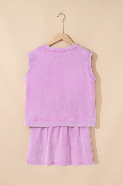 Set gonna foderata in cotone con top in cotone lavato minerale - 2 pezzi - JINJASTYLE